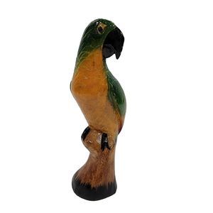 Vintage Wood Hand Carved Parrot Painted Colorful Parakeet BirdVintage Wood Hand